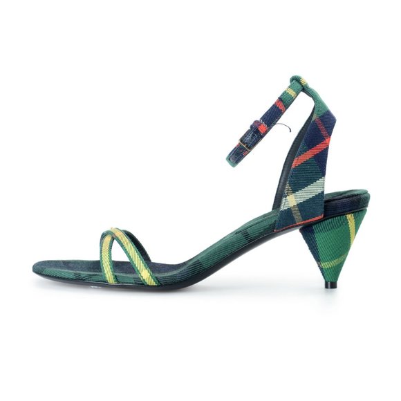 BURBERRY London Womens Canvas Check Heeled Sandals - Picture 2 of 7